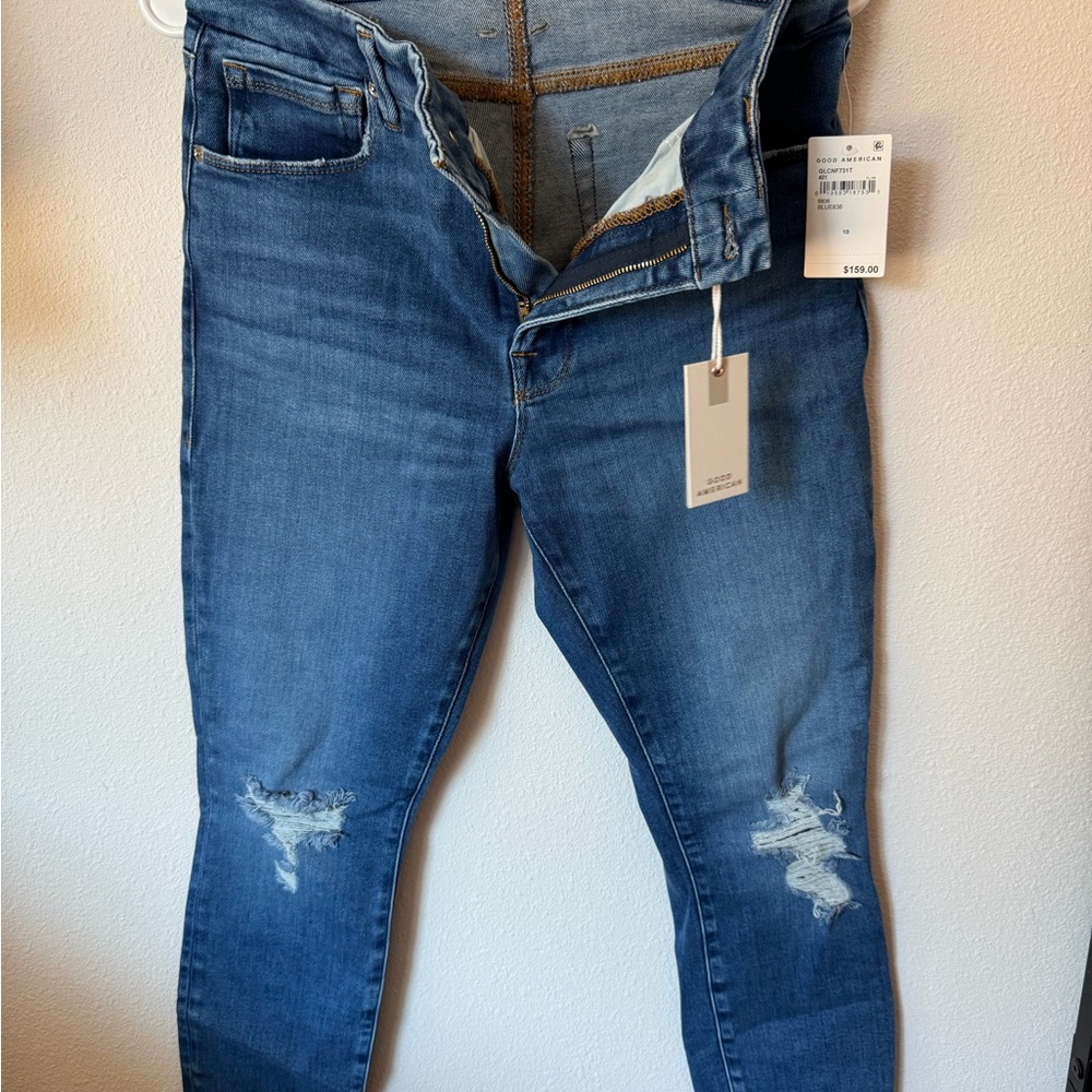 Good American Good Legs Crop Dark Blue Skinny Jeans